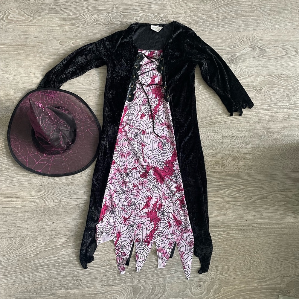 Children’s Witch Halloween Dress and Hat Combo